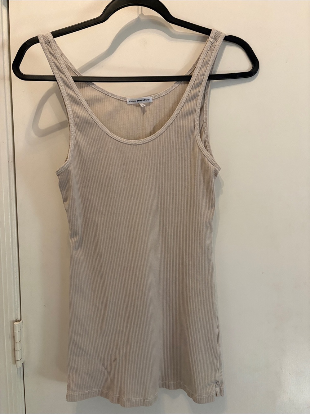James Perse Slim Ribbed Tank Top in Light Taupe Size 3